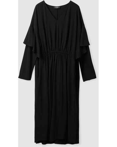 COS Ruffled Midi Dress - Black