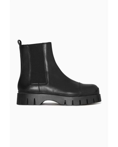 COS Chunky Leather Chelsea Boots - Black