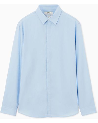 COS Concealed-placket Shirt - Relaxed - Blue