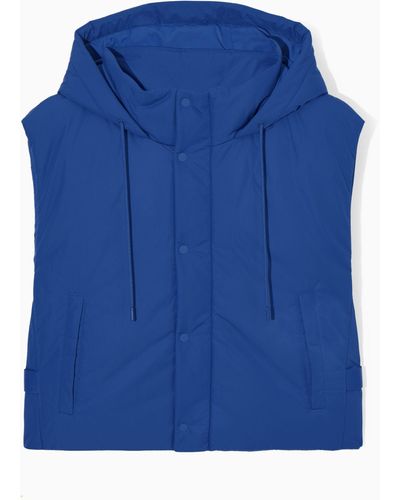 COS Buckled-side Padded Hooded Gilet - Blue