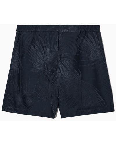 COS Silk-blend Jacquard Shorts - Blue