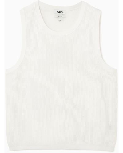 COS Textured Knitted Vest - White