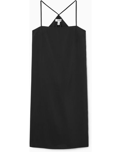 COS Drawstring Midi Slip Dress - Black