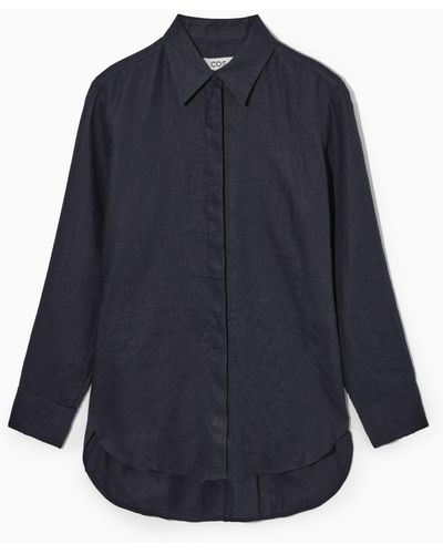 COS Regular-fit Linen Shirt - Blue