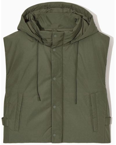COS Buckled-side Padded Hooded Vest - Green