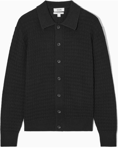 COS Textured Knitted Cardigan - Black