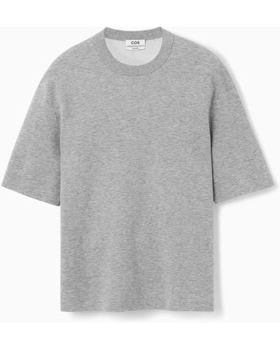 COS Double-faced Knitted T-shirt - Gray