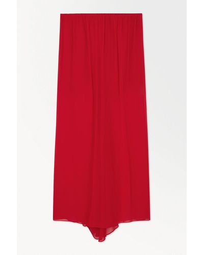 COS The Crinkled Silk-chiffon Maxi Skirt - Red