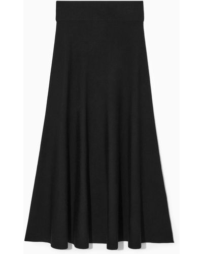COS Knitted Midi Skirt - Black
