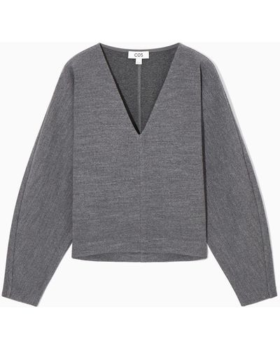 COS V-neck Boiled-wool Sweater - Gray