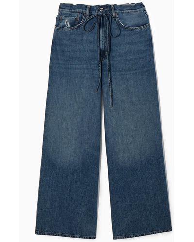 COS Extra Wide Leg Drawstring Denim Trousers - Blue