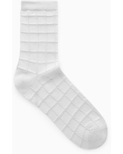 COS Checked Socks - White