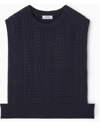 COS Cable-knit Wool Hybrid Tank - Blue