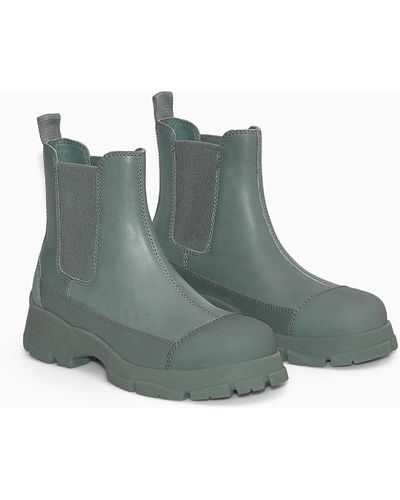 COS Rubber-trimmed Leather Chelsea Boots - Green