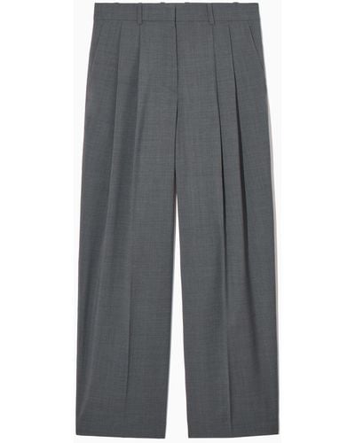 COS Wide-leg Tailored Wool Pants - Gray