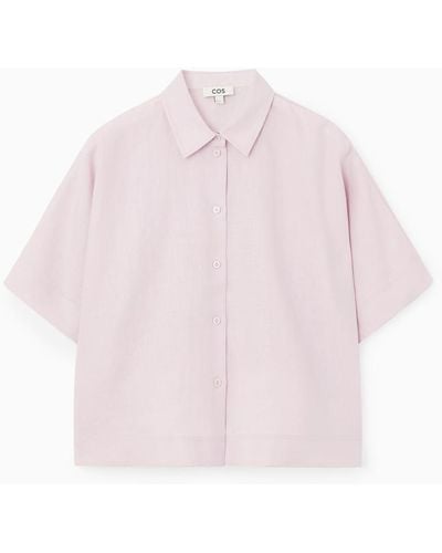 COS Kurzarmhemd Aus Leinen - Pink