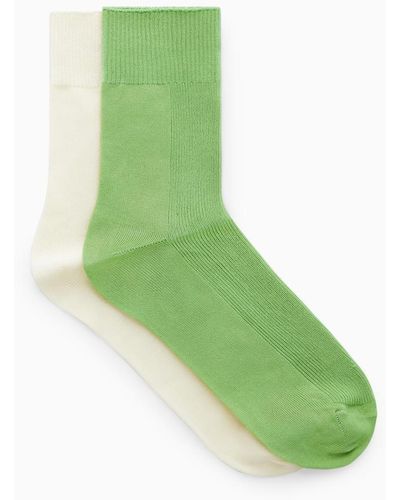 COS 2er-pack Socken Mit Gerippter Partie - Grün