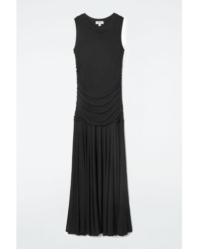 COS Ruched Maxi Dress - Black