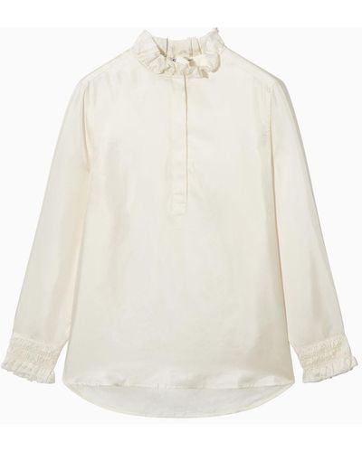COS Ruffled Mulberry Silk Blouse - White