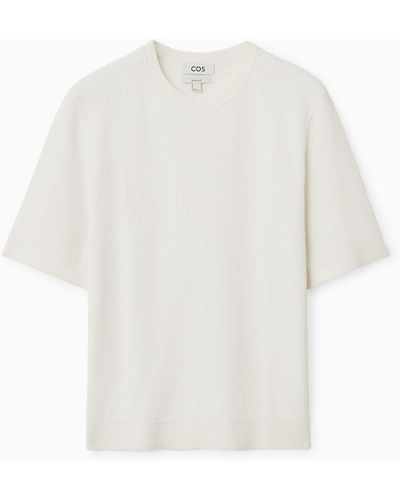 COS Textured Knitted T-shirt - White