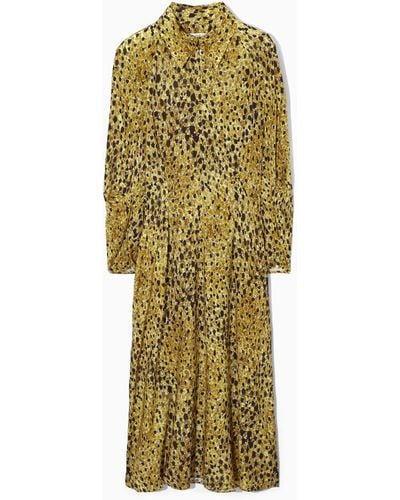 COS Midi-hemdblusenkleid Mit Leoparden-print - Gelb