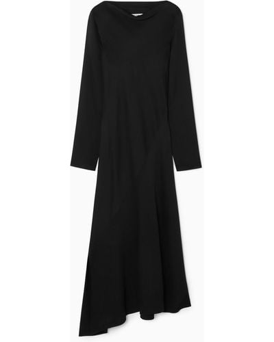 COS Asymmetric Midi Dress - Black