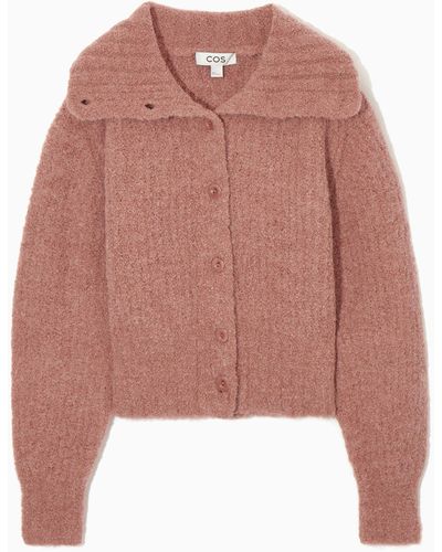 COS Spread-collar Textured Alpaca Cardigan - Pink