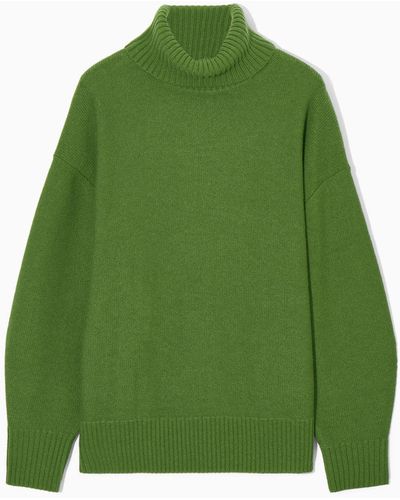COS Oversized Wool Roll-neck Sweater - Green