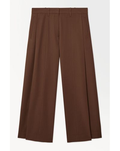 COS The Wide-leg Wool Trousers - Brown