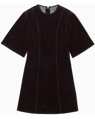 COS Panelled Denim Mini Dress - Black