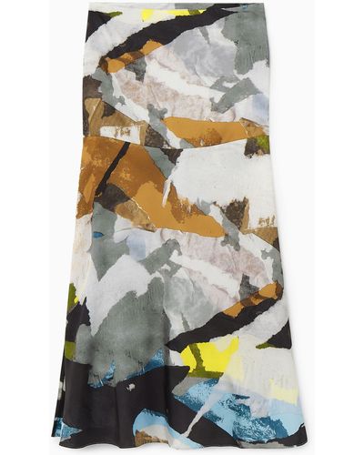 COS Printed Flared Maxi Skirt - Grey