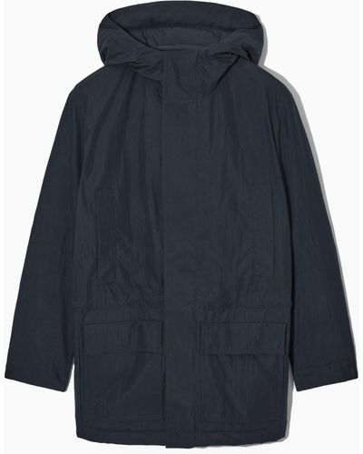COS Hooded Padded Parka - Blue