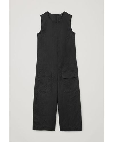 COS Wide-leg Organic Cotton-linen Jumpsuit - Black
