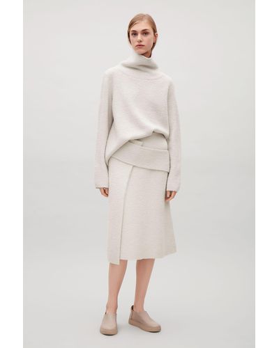 COS High-neck Wool Sweater - White