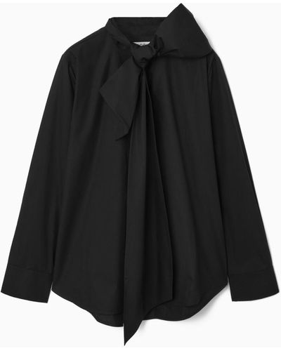 COS Oversized Bow-detail Blouse - Black