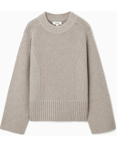 COS Chunky Panelled Wool Jumper - White