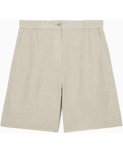 COS Elasticated Linen Shorts - White