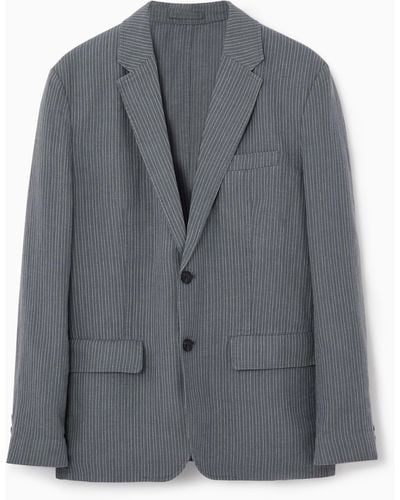 COS Unstructured Linen Blazer - Regular - Grey