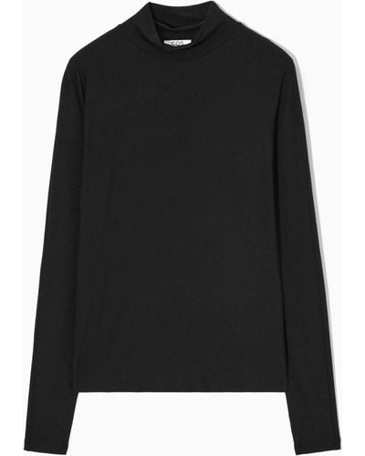 COS Relaxed Long-sleeved Roll-neck Top - Black