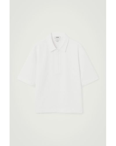 COS Textured Half-zip Polo Shirt - White