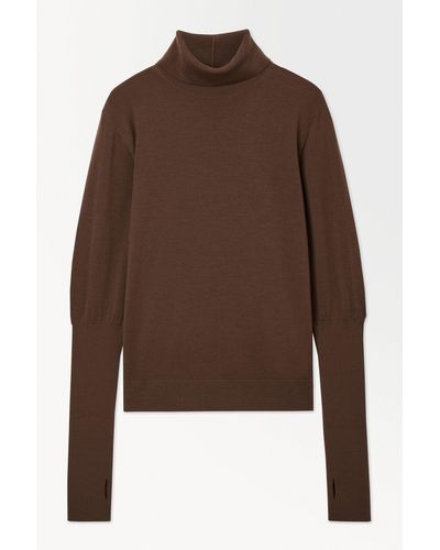 COS The Wool Roll-neck Jumper - Brown