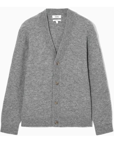 COS Ribbed Wool-blend Cardigan - Gray