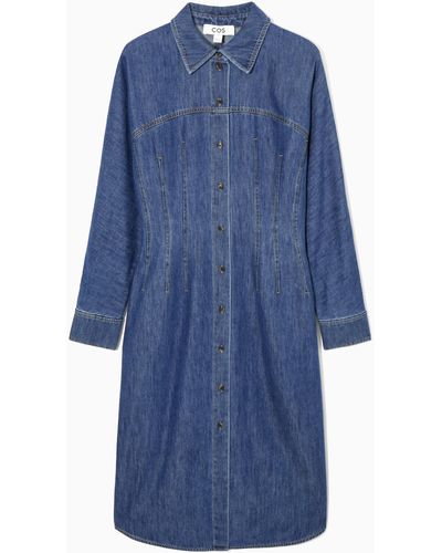 COS Oversized Waisted Denim Shirt Dress - Blue
