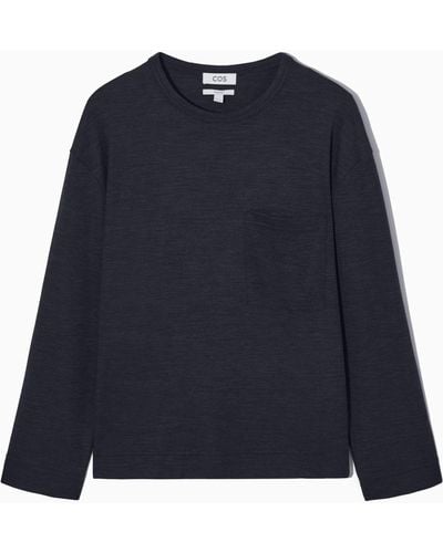 COS Wool-blend Long-sleeved T-shirt - Blue