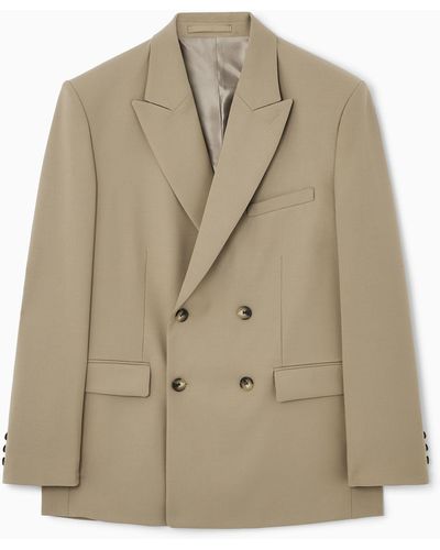 COS Double-breasted Wool Blazer - Relaxed - Natural