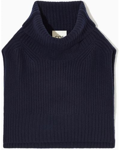 COS Chunky Pure Cashmere Open-side Vest - Blue