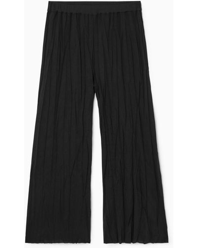 COS Crinkled Jersey Wide-leg Pants - Black