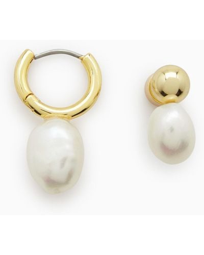 COS Mismatched Pearl Earrings - White