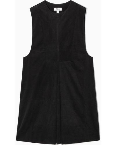 COS Pleated Corduroy Mini Dress - Black