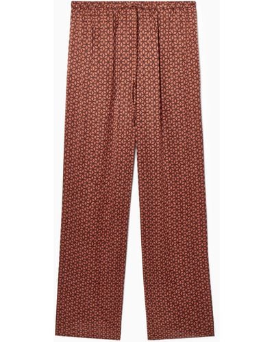 COS Printed Pure Silk Pyjama Trousers - Red
